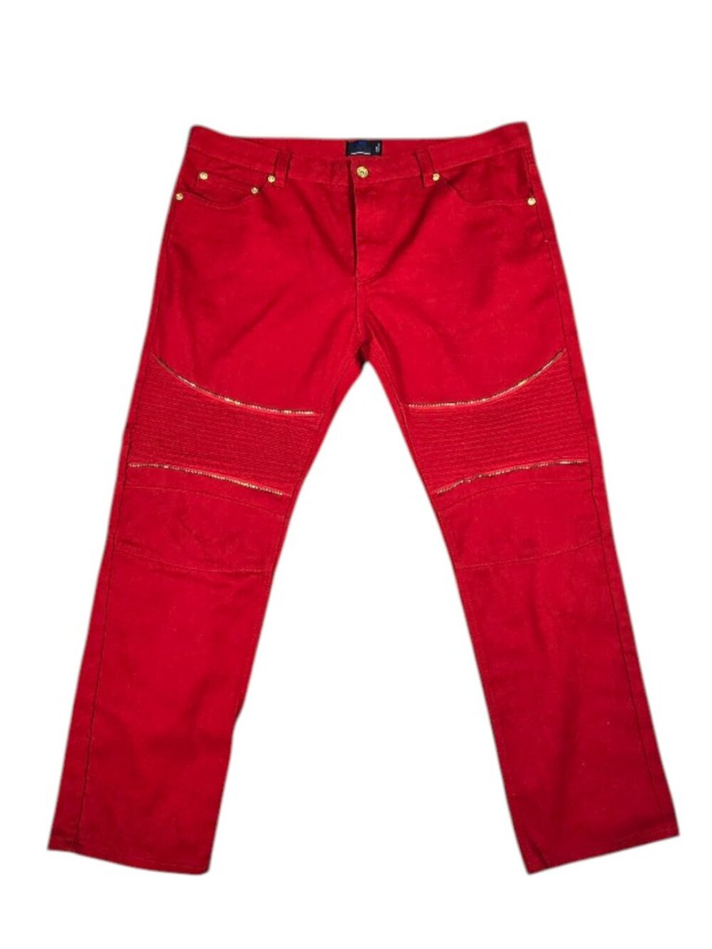 Red Moto Biker Jeans Men 42 Distressed Y2K